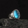 925 Sterling Silver Men's Ring with Blue Topaz Stone