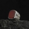 925 Sterling Silver Men's Ring with Agate Stone