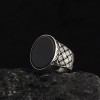 Onyx Stone Braided Hand Engraved  925 Sterling Silver Men's Ring