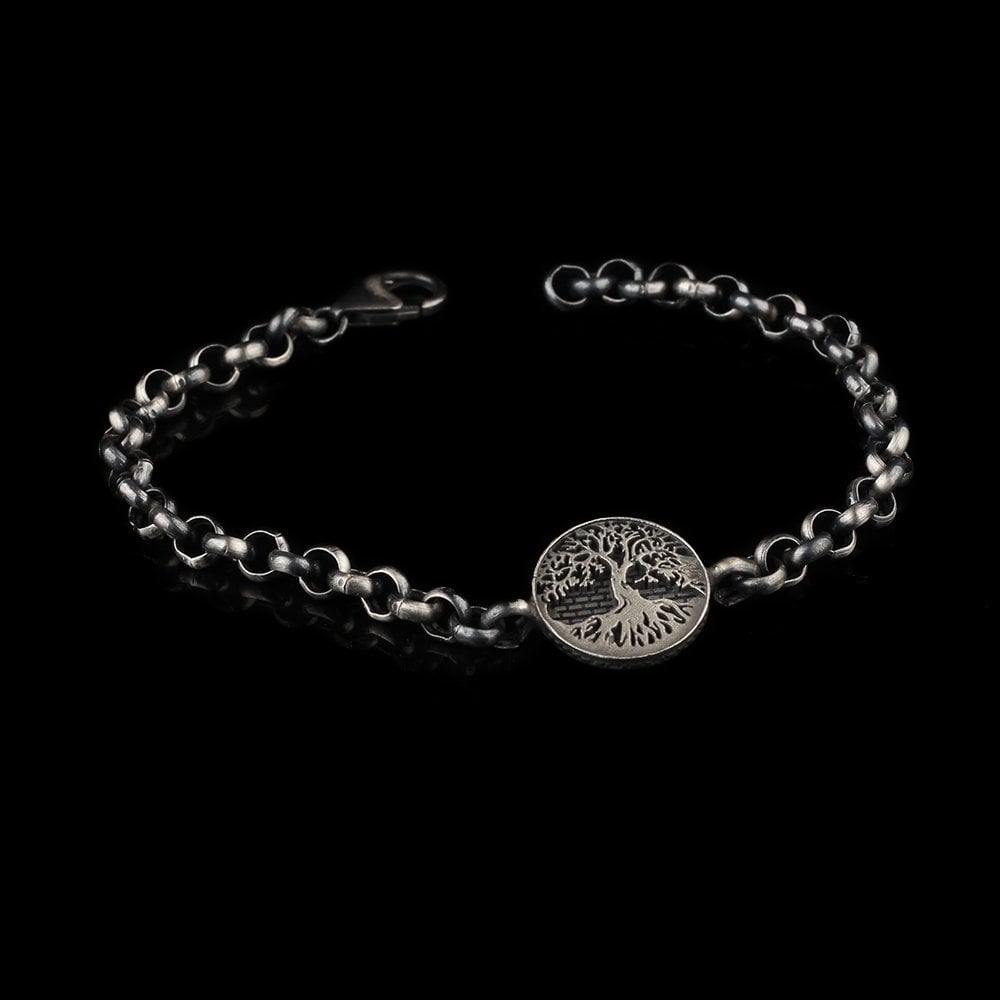 925 Sterling Silver Men's Bracelet with Tree of Life Symbol