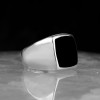 Enameled Plain Model 925 Sterling Silver Men's Ring