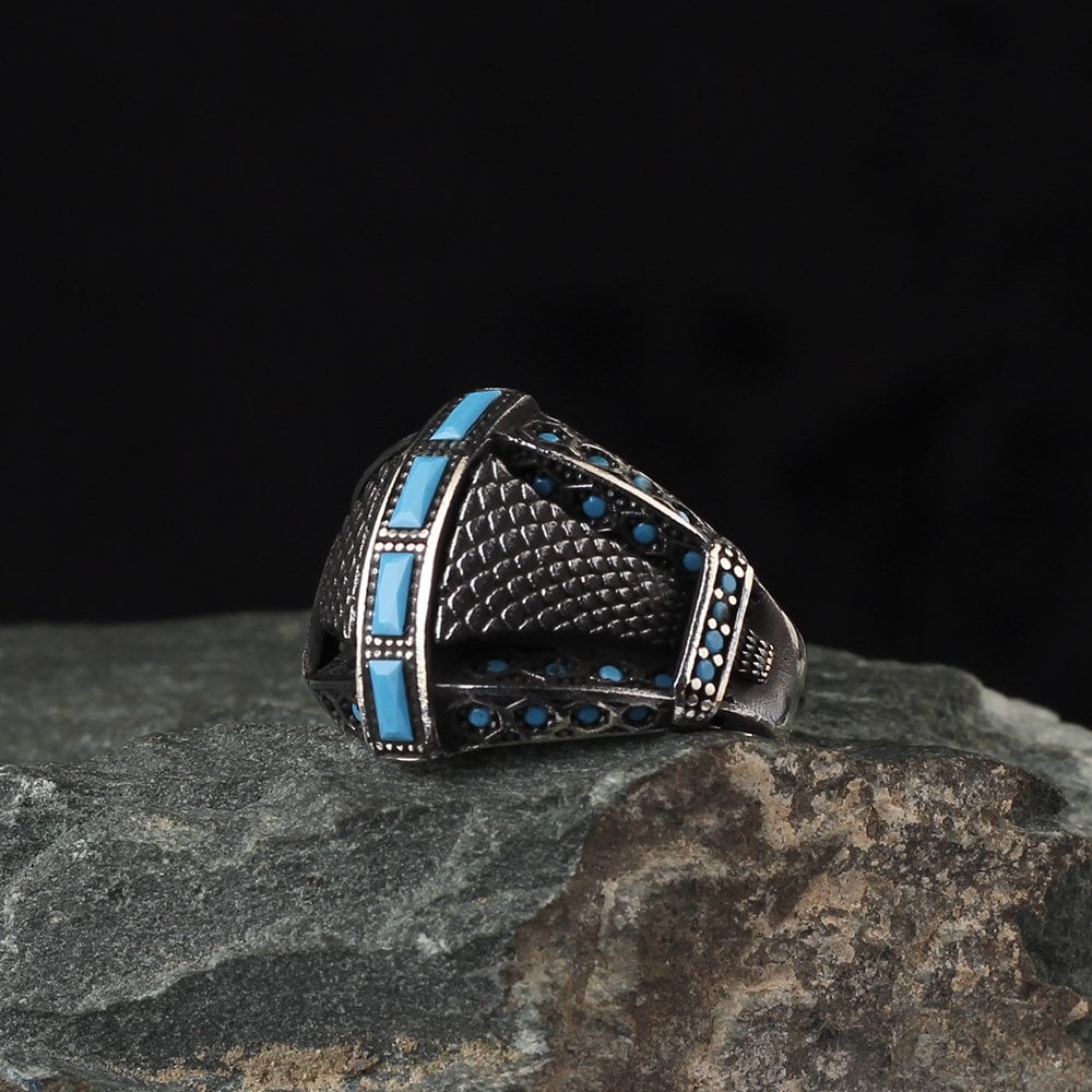 Baguette Stone 925 Sterling Silver Men's Ring