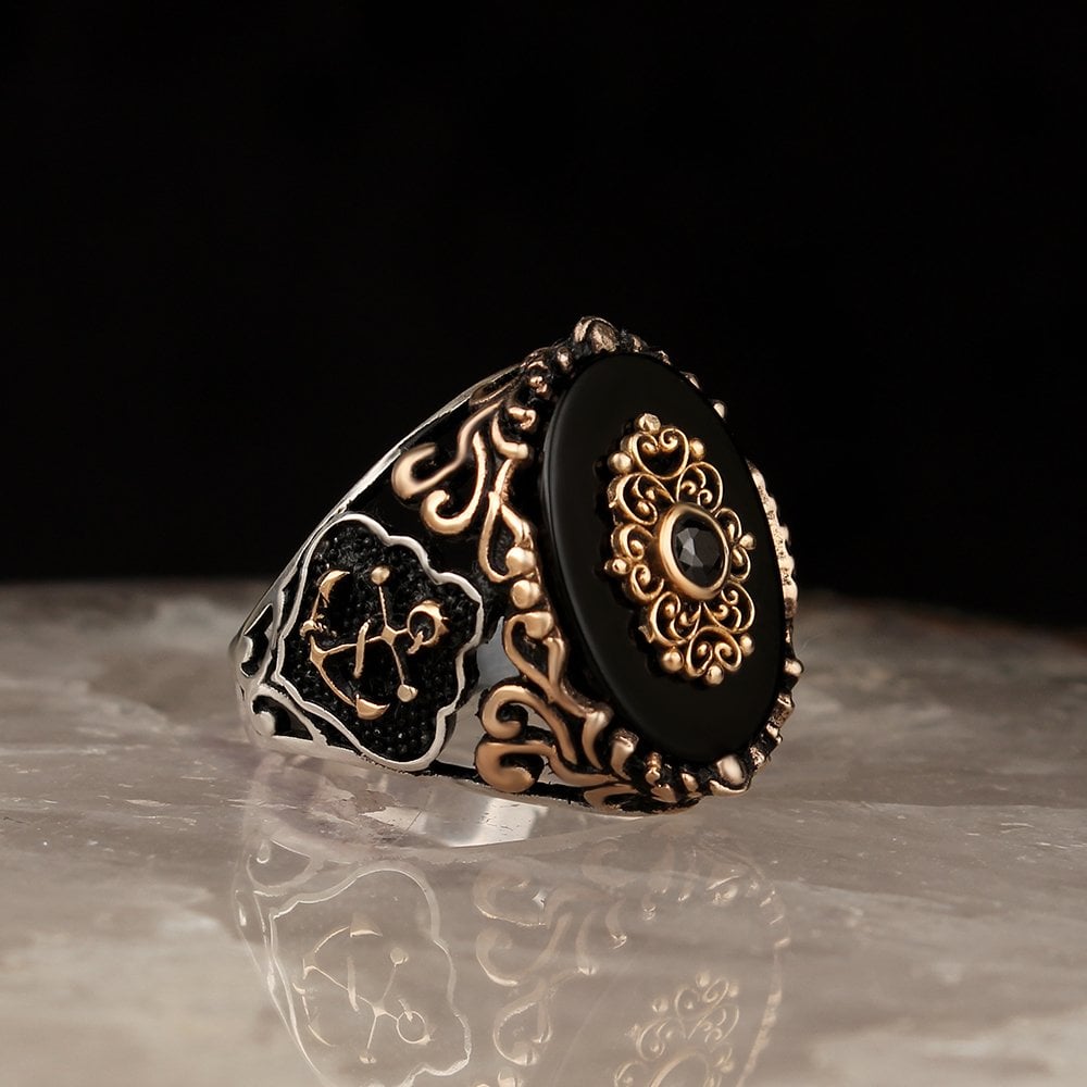 Capa Model Onyx Stone 925 Sterling Silver Men's Ring