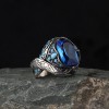 925 Sterling Silver Men's Ring with Blue Topaz Stone