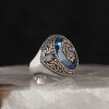 Aquamarine Stone 925 Sterling Silver Men's Ring