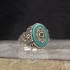 925 Sterling Silver Men's Ring with Agate Stone