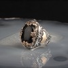 Onyx Stone Hand Engraved  925 Sterling Silver Ring
