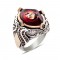 925 Sterling Silver Men's Ring with Crescent and Star Amber Stone
