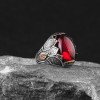 Zircon Stone Hand Engraved  925 Sterling Silver Men's Ring