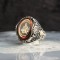 925 Sterling Silver Men's Ring with Alhamdulillah Written Amber Stone