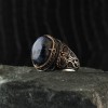 925 Sterling Silver Men's Ring with Pietersite Stone