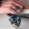925 Sterling Silver Men's Ring with Blue Topaz Stone