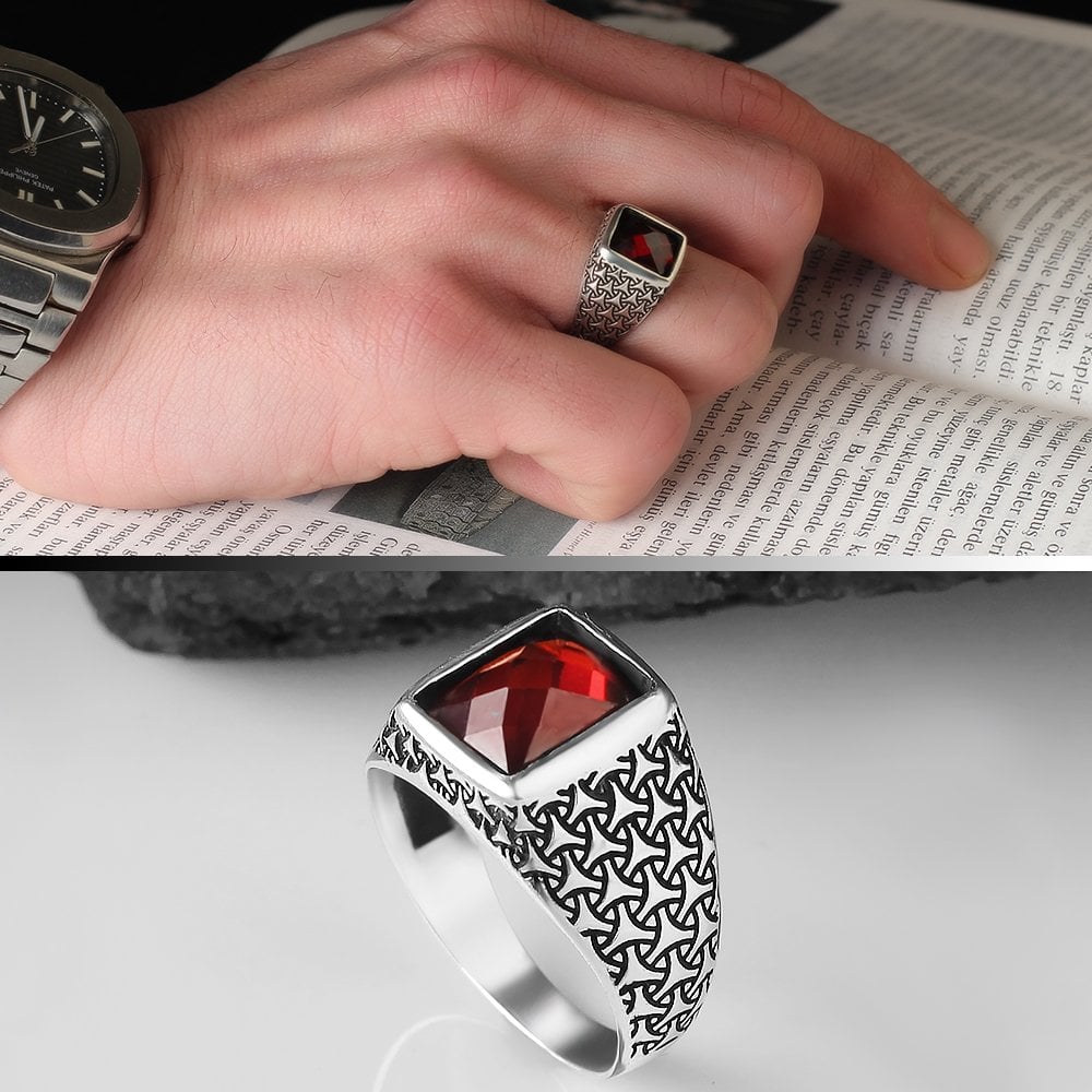 Plain Model Zircon Stone 925 Sterling Silver Men's Ring