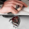 925 Sterling Silver Men's Ring with Marquise Cut Zircon Stone