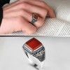 925 Sterling Silver Men's Ring with Agate Stone