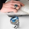 925 Sterling Silver Men's Ring with Blue Topaz Stone