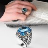 925 Sterling Silver Men's Ring with Blue Topaz Stone