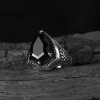 Zircon Stone Hand Engraved  925 Sterling Silver Men's Ring