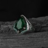 Zircon Stone Hand Engraved  925 Sterling Silver Men's Ring
