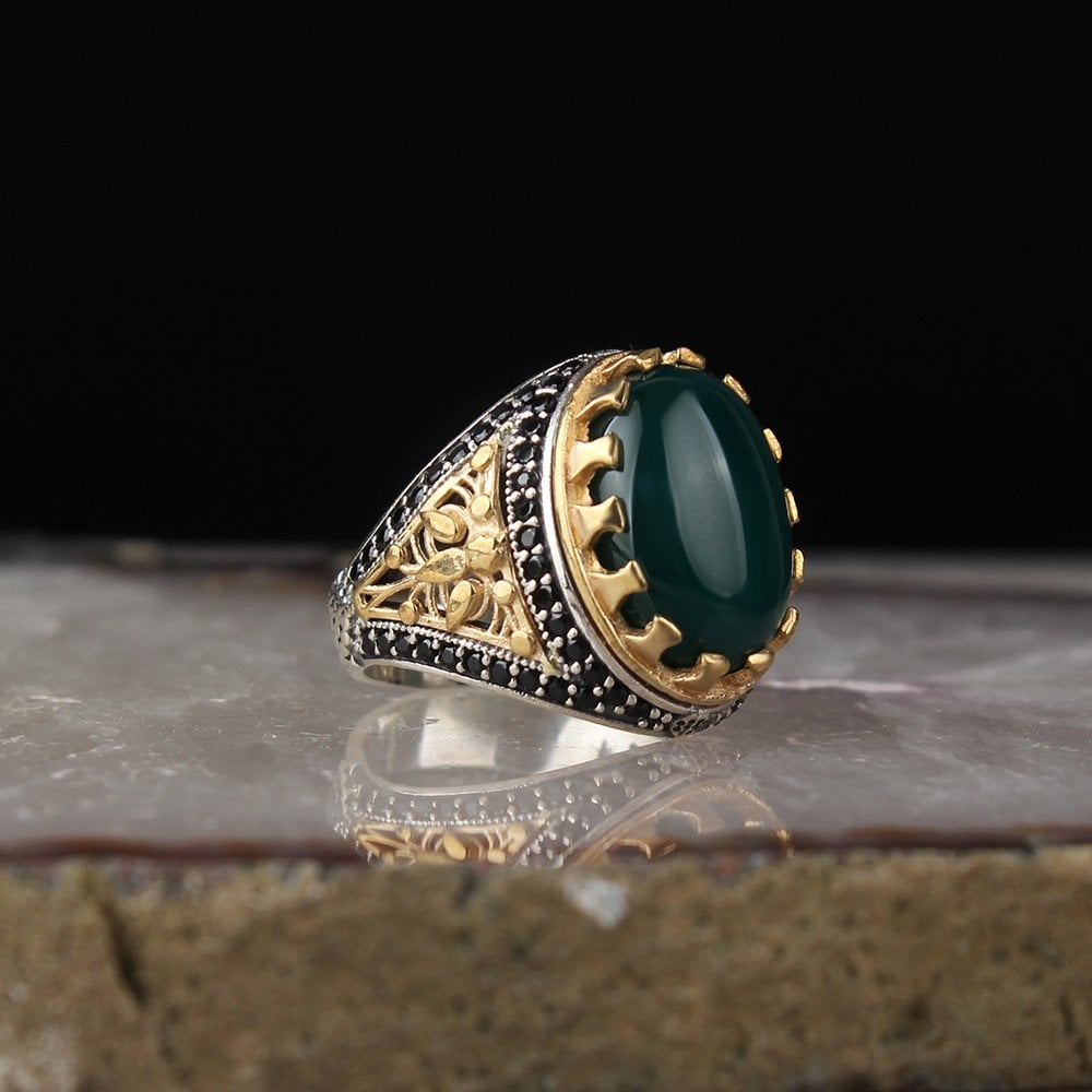 Men's Silver Ring with Agate Stone