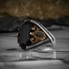 925 Sterling Silver Men's Ring with Black Zircon Stone