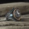 925 Sterling Silver Men's Ring with Lion Head Turquoise Stone