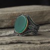 925 Sterling Silver Men's Ring with Agate Stone