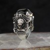 925 Sterling Silver Men's Ring with Lion Symbol and Crystal Cut Zircon Stone