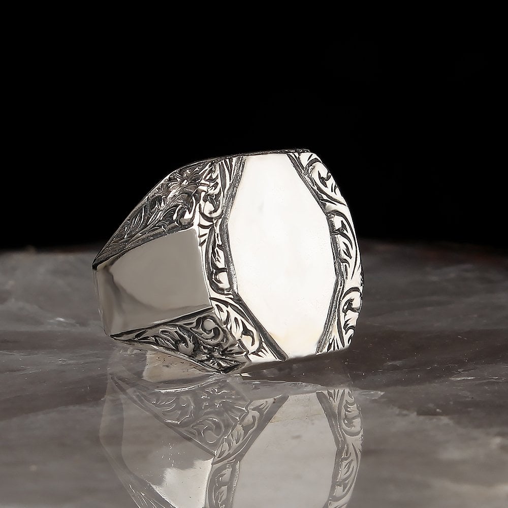 Handmade Hand Engraved  925 Sterling Silver Men's Ring