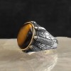 925 Sterling Silver Men's Ring with Tiger Eye Stone