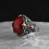 925 Sterling Silver Men's Ring with Ruby Stone
