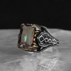 925 Sterling Silver Men's Ring with Mystic Topaz Stone