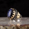 925 Sterling Silver Ring with Parliament Blue Cat's Eye Stone
