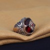 925 Sterling Silver Men's Ring with Amber Stone