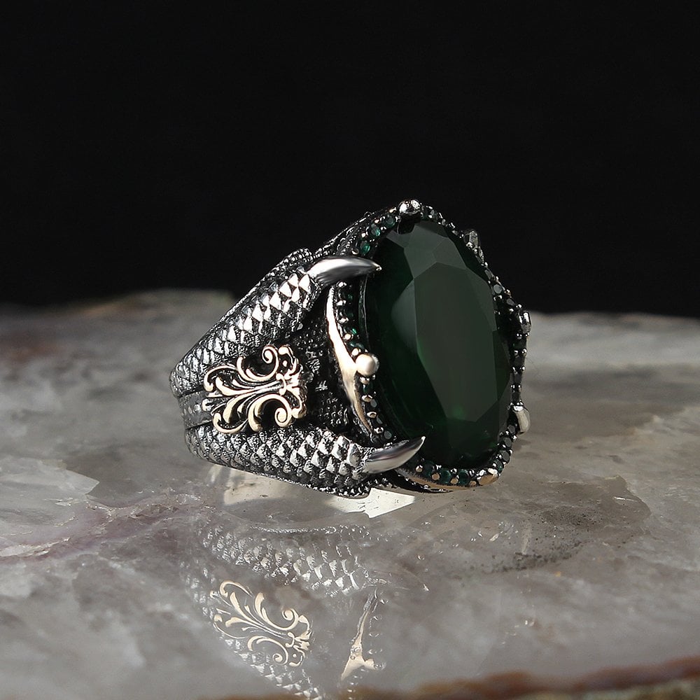 Eagle Claw Model Zircon Stone 925 Sterling Silver Men's Ring