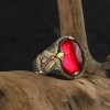 925 Sterling Silver Men's Ring with Rhodium Plated Zircon Stone