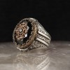 Hand Engraved  Zircon Stone Silver Men's Ring