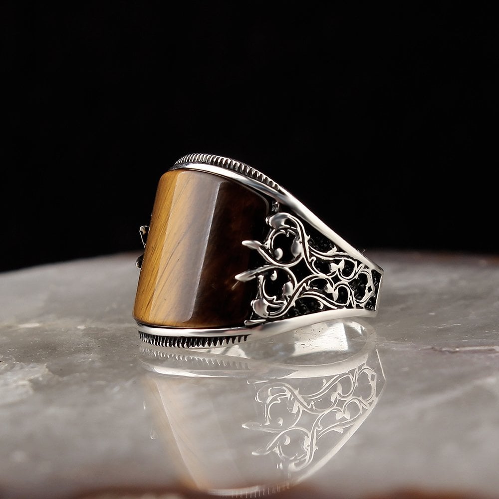 925 Sterling Silver Ring with Tiger's Eye Stone