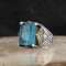925 Sterling Silver Men's Ring with Paraiba Stone