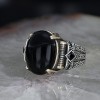 Chain Series 925 Sterling Silver Onyx Stone Men's Ring
