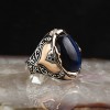 925 Sterling Silver Men's Ring with Blue Tiger's Eye Stone