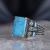 Chain Series 925 Sterling Blue Topaz Men's Silver Ring