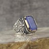 925 Sterling Silver Men's Ring with Paraiba Stone