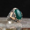 925 Sterling Silver Men's Ring with Agate Stone