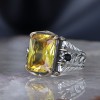 Chain Series 925 Sterling  Citrine Stone Men's Silver Ring