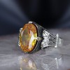Chain Series 925 Sterling  Citrine Stone Men's Silver Ring