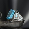 925 Sterling Silver Men's Ring with Blue Topaz Stone