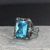 925 Sterling Silver Men's Ring with Blue Topaz Stone