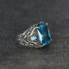 Chain Series Aquamarine Stone 925 Sterling Silver Men's Ring