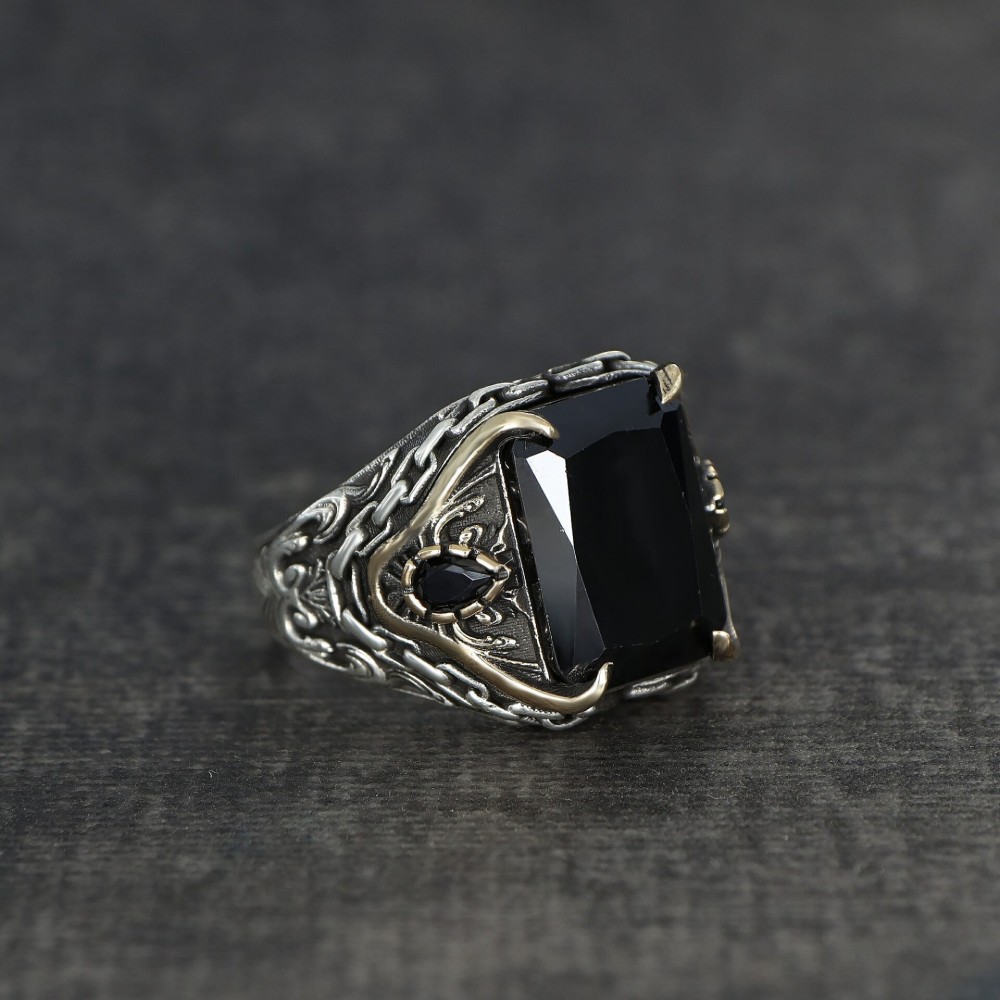Chain Series Zircon Stone 925 Sterling Silver Men's Ring